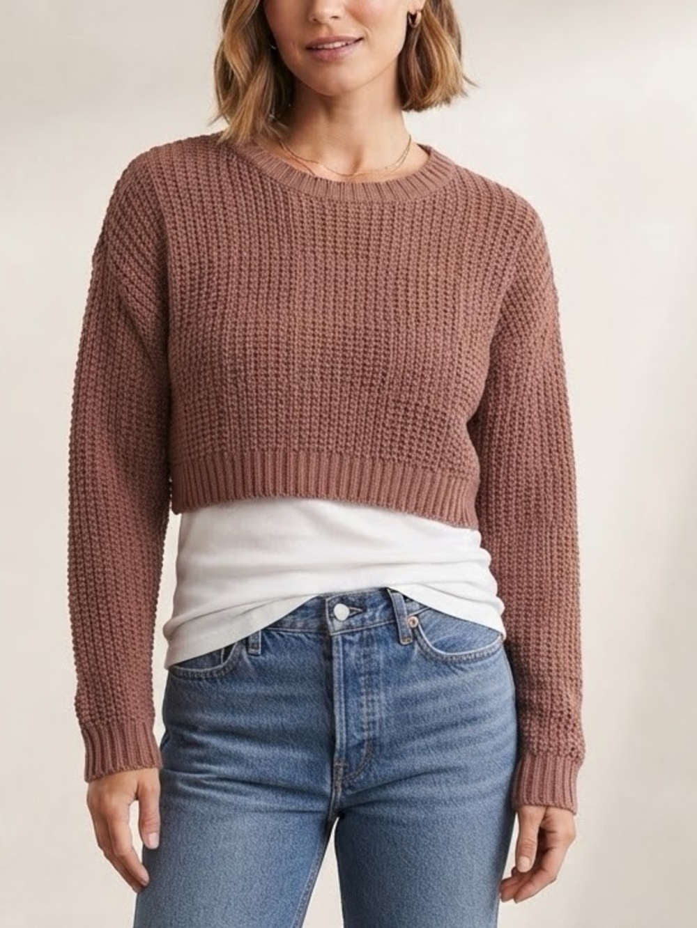 NWT Willow & Wind Cropped Chunky Knit Sweater Size XS